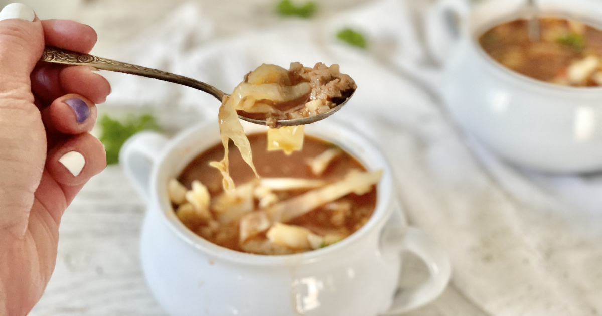 spoonful of Low Carb Cabbage Roll Soup